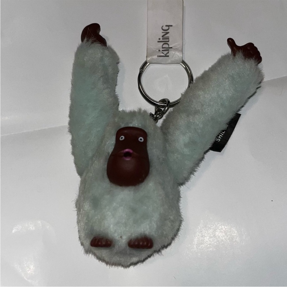 Kipling Fluffy White Monkey Keychain - image 1
